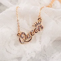 

Wholesale Alloy Jewelry Fashion Letter Queen Crown Necklace for Girl