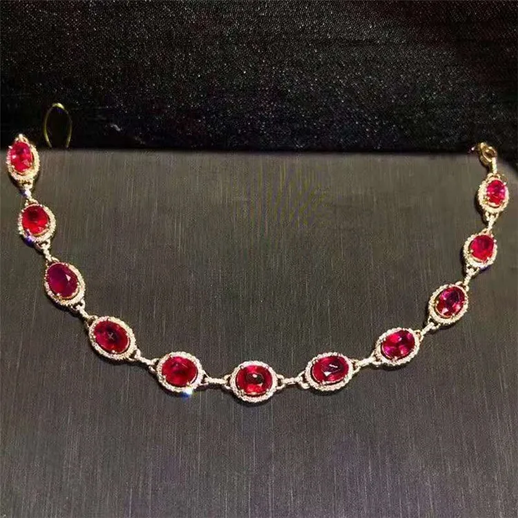 

India ethnic wedding stone jewelry 18k gold Africa diamond 5.4ct Mozambique natural unheated pigeon blood red ruby bracelet