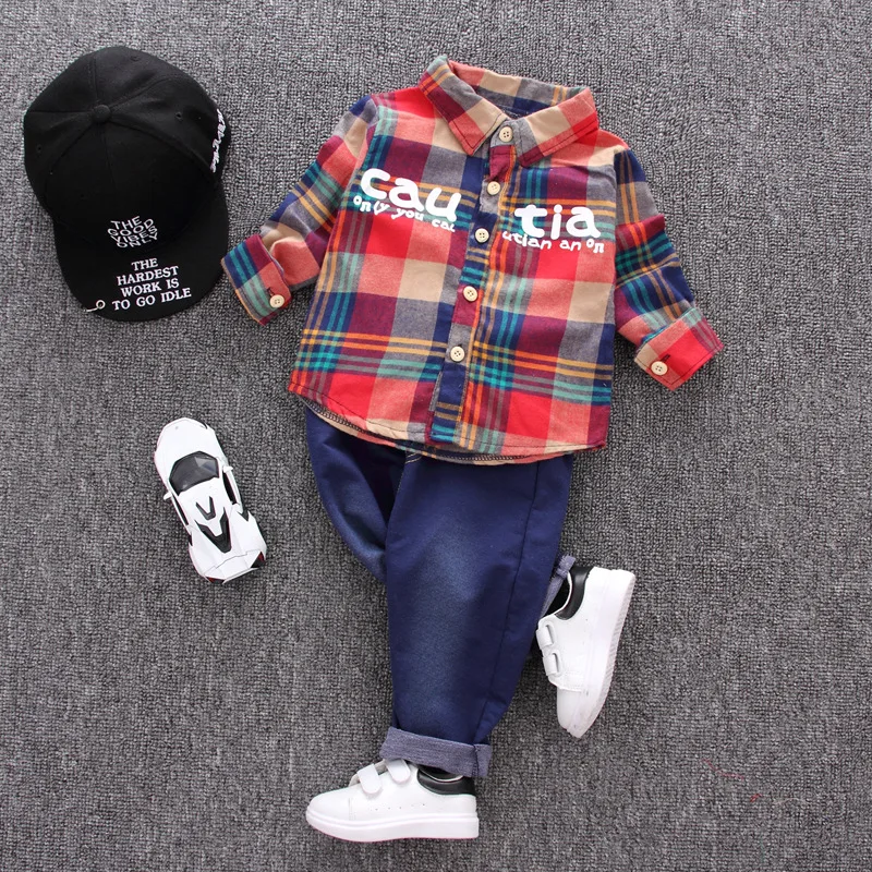 

2020 fall new children's clothing cotton Korean baby the plaid shirt boys clothing manufacturers wholesale
