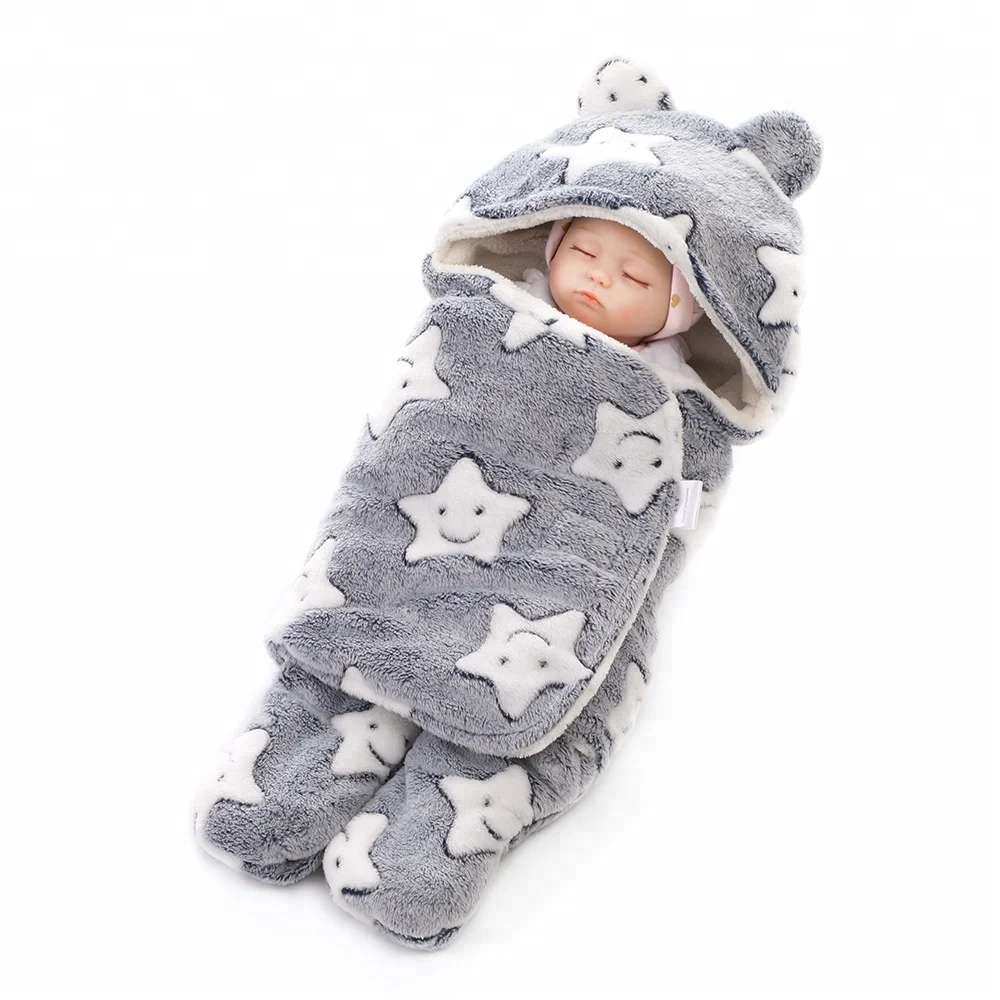 
Soft Knitted Fleece Hood Newborn Baby Wrap Swaddle Blanket 