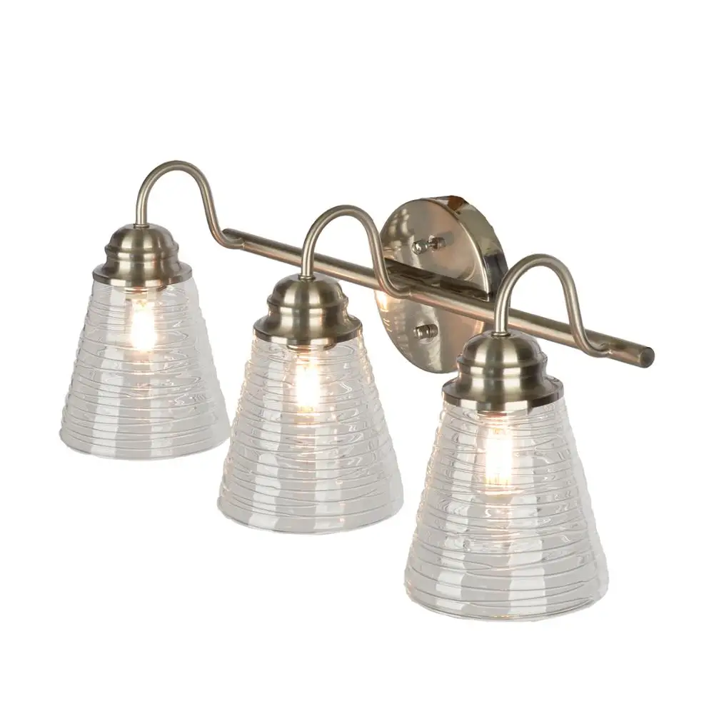 3light Vanity/bathroom Fixture,Satin Nickel Finish With Clear Glass