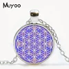 Women Fashion Flower of Life Necklace Om Yoga Chakra Pendants Mandala Necklace Fashion Glass Dome Jewelry Sacred Geometry Women