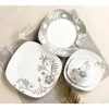 black and white color porcelain 30pcs square dining ware