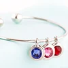 Big Discount Stylish Birthstone Bracelet For Mom,Modern Simple Sterling Silver Birthstone Bangle, LYB0043