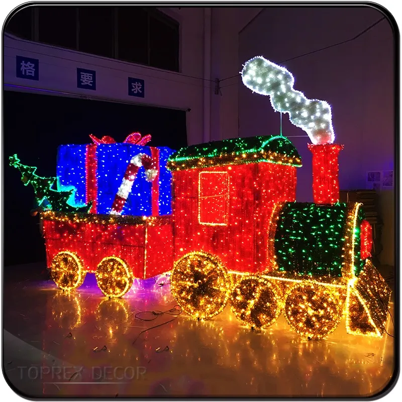 Large Animated 3d Motif Decorations Outdoor Lighted Christmas Train ...