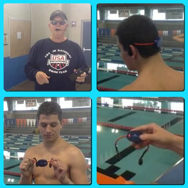 
New Swimming Teaching no Shouting One-Way Intercom FM Transmitter Receiver Headphone Bone conduction 