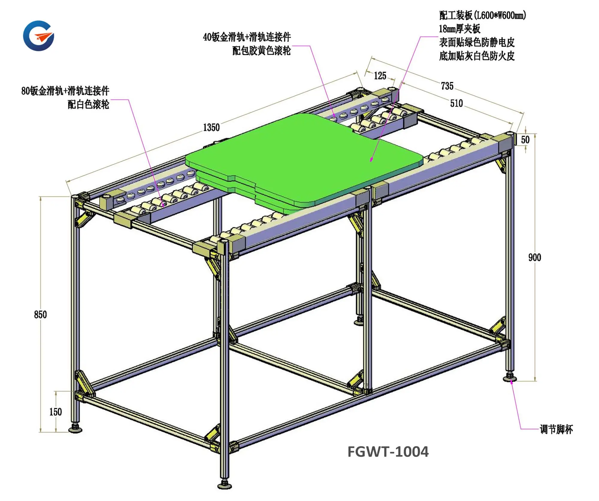 Gravity Flow Aluminum Work Table For Assembly Production ...