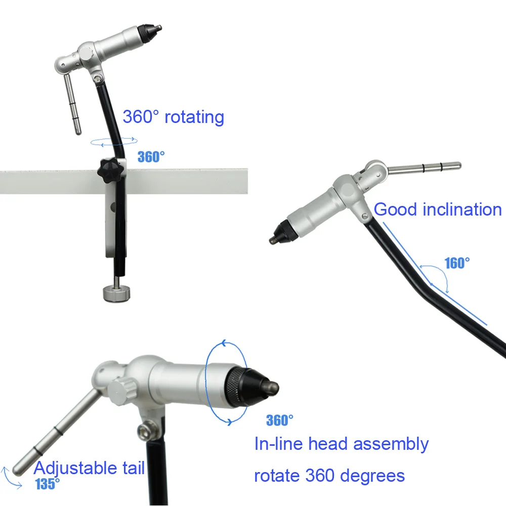 Rotary Fly Tying Vise With Jaw Balanced And Truly Extendable, Right