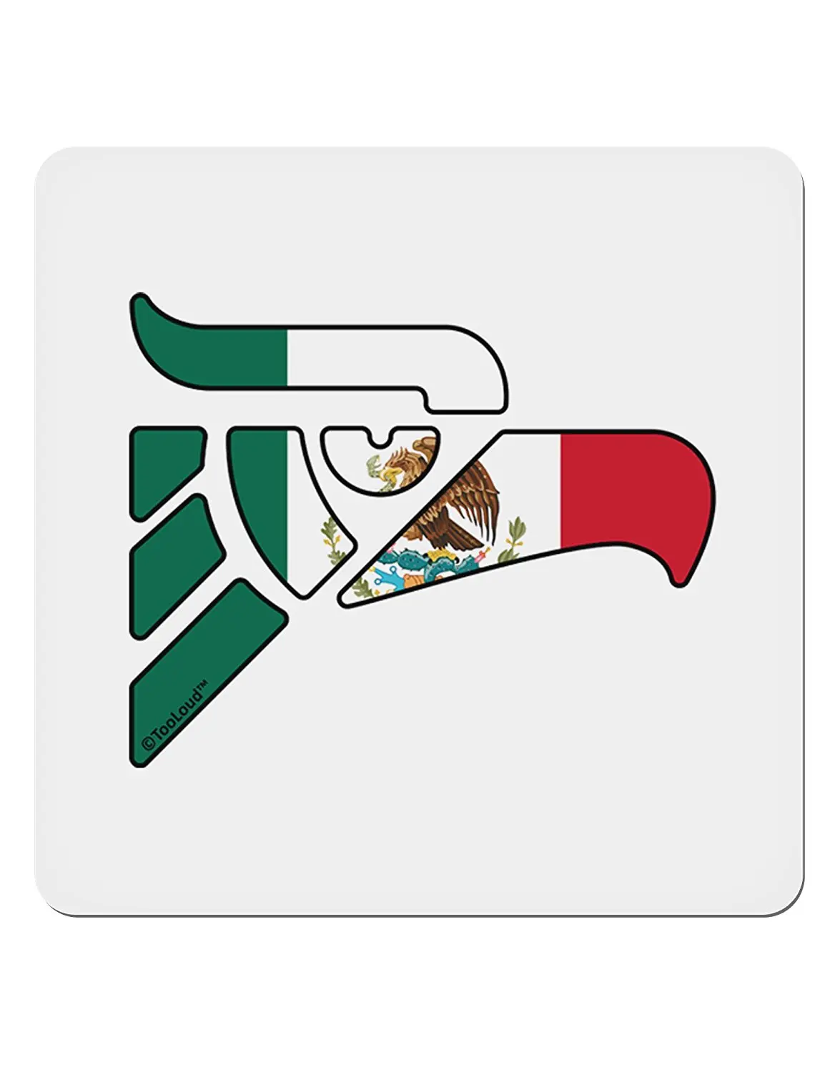 TooLoud Hecho en Mexico Eagle Symbol - Mexican Flag 4x4" Square Sticke...