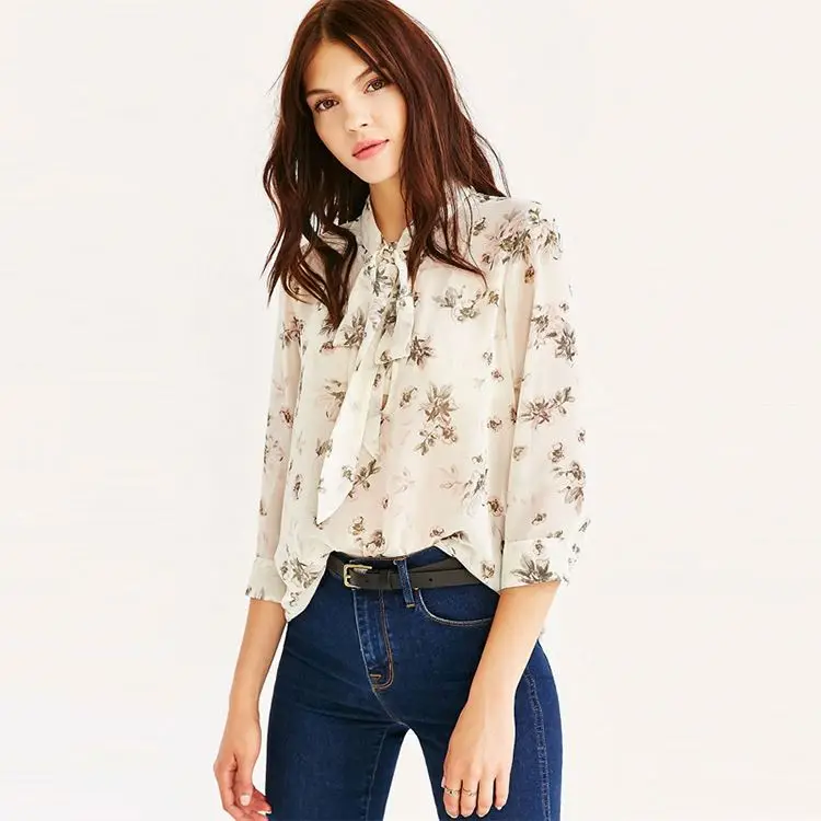 

Shoulder Short Sleeve Chiffon Blouse Woman New Fashion Chiffon Blouse