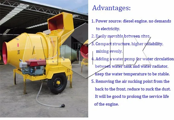 JZR500 diesel motor mobile mini concrete mixer checklist