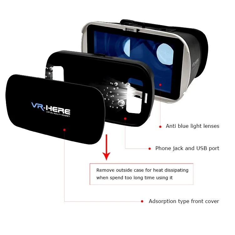 Free sample and dropshipping VR 3d Glasses blue film hot video google vr headset