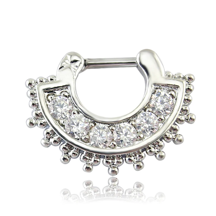 

Silver Color Lip Hoop Clip On Fake Body Piercing Jewelry umbrella shape ring with zircon, Color as the pictures or as you like
