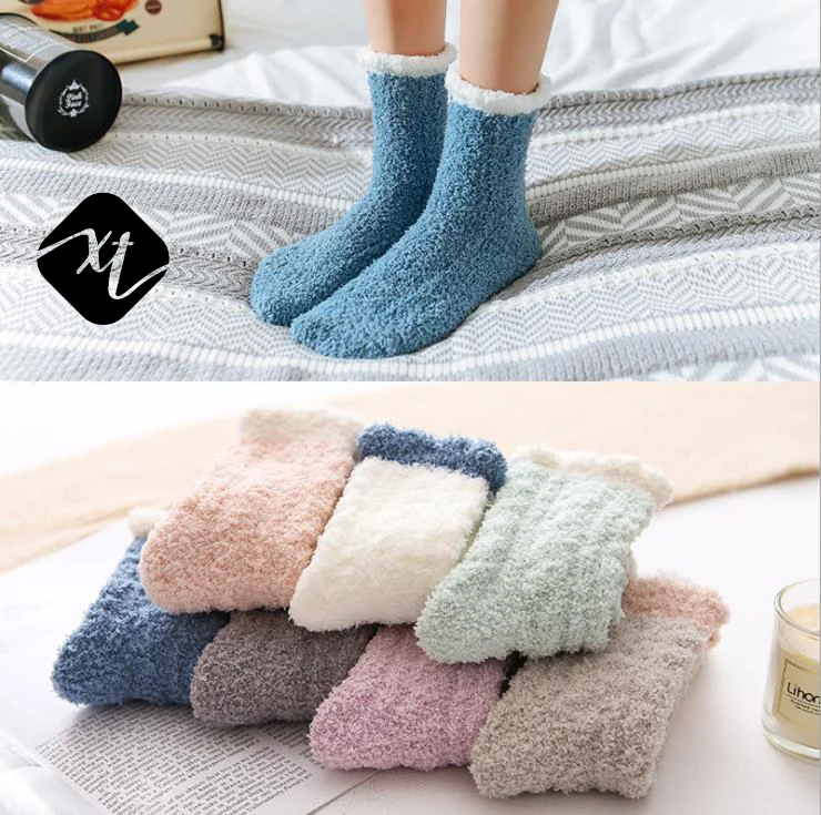 

Women Warm Winter Casual Super Soft Plush Home Sleeping Fluffy Crew Fuzzy slipper Socks