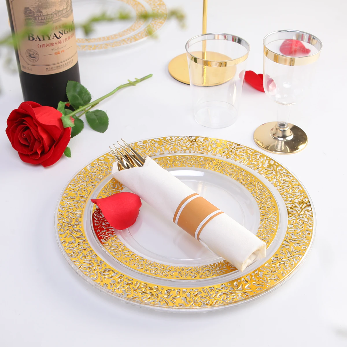 300 Pcs New Arrival Medieval Wrapped Plastic Silverware Set Buy