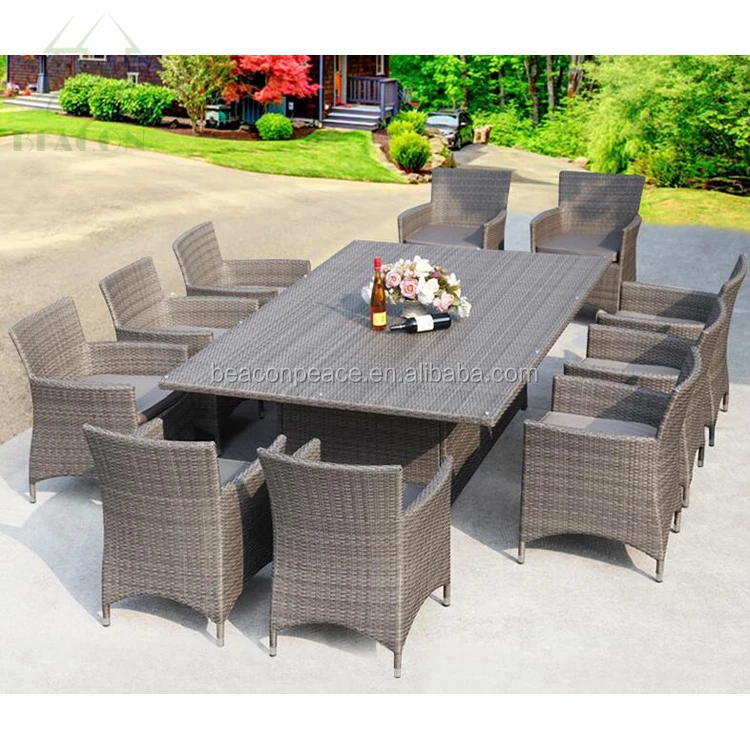 10 Seater Family Gathering Outdoor Rattan Dining Chair And Table Set