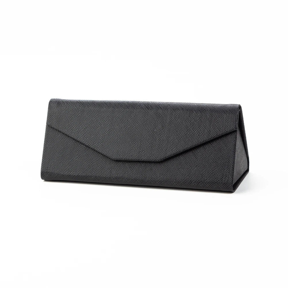 

Black Custom logo Folding sunglasses case triangle eyewear glasses leather case, Yellow