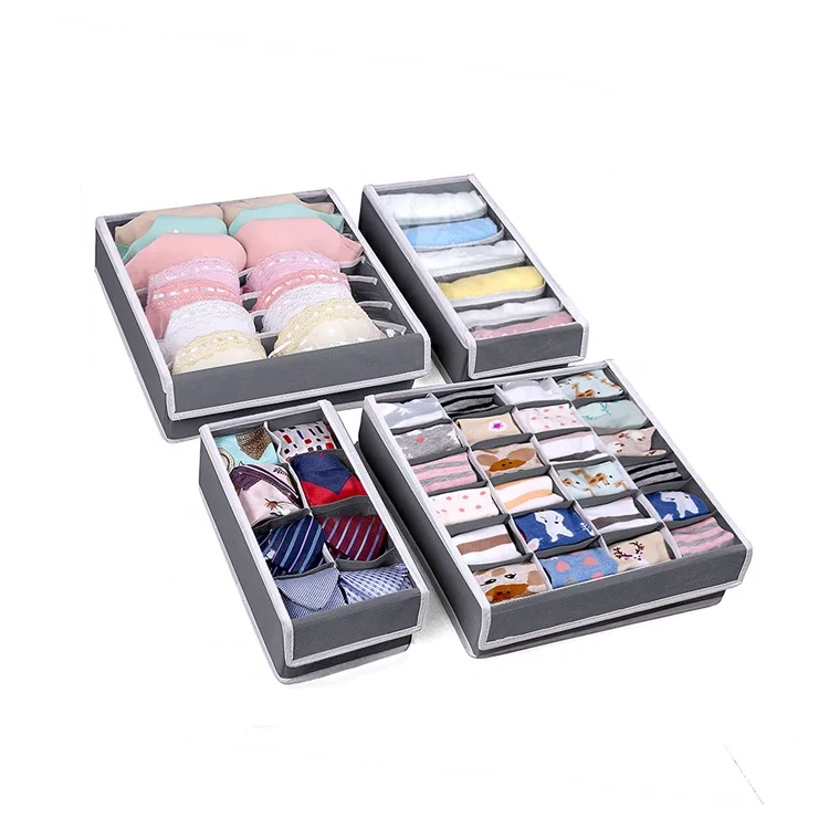 

Sock Organizers Drawer Boxes Folding Socks Divided Storage Box With Lids, Customized color