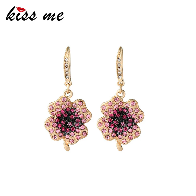 

ed01407c Crystal Trendy Flower Hoop Earrings, Wholesale Jewelry, As picture