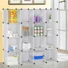 Interlocking DIY Modern Corner Clear Plastic Bookcase Easy to Install without Tools