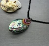 Hot selling cheap hanging abalone shell pave rhinestone oval necklace pendant