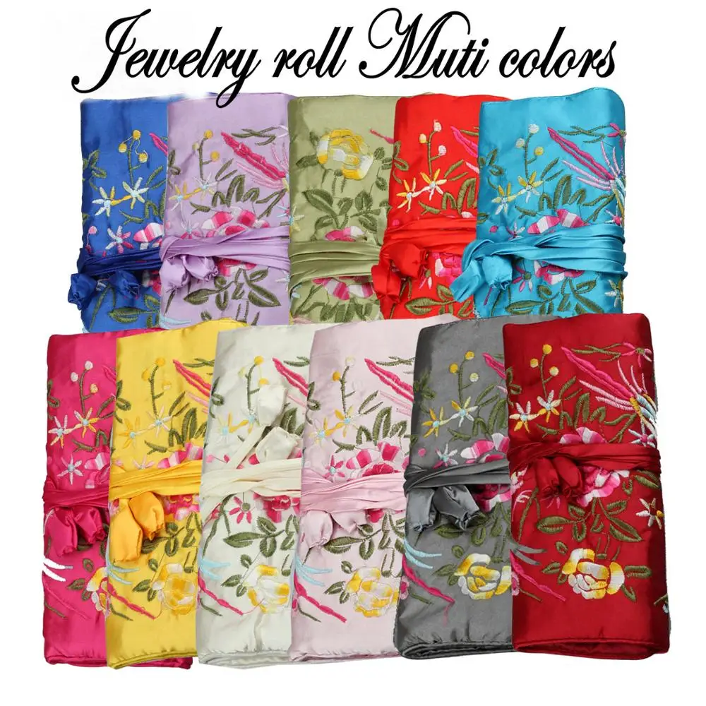 

Fabric embroider travel jewelry roll Jewelry roll ,jewelry pouch JR017