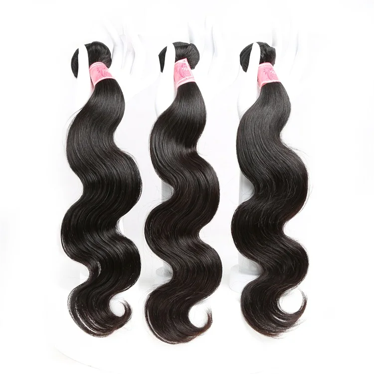 

20189 Discount Price Hair Extension Free Shipping Body Wave Brazilian Hair Bundles, Natural black