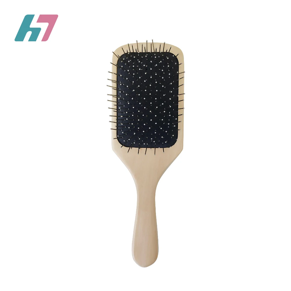 

Hot sale custom detangling hairbrush massage wooden paddle hair brush, As photo