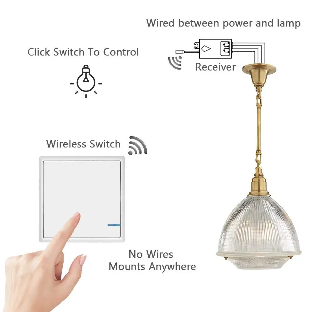 Control Remoto Inalámbrico Interruptor De La Luz 1000 W Doble Control
