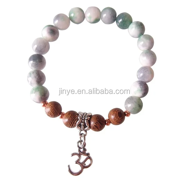 

Mala Bead Bracelet ,Wooden Gemstone Mala Beaded Bracelet, OM Yoga Beaded Bracelet