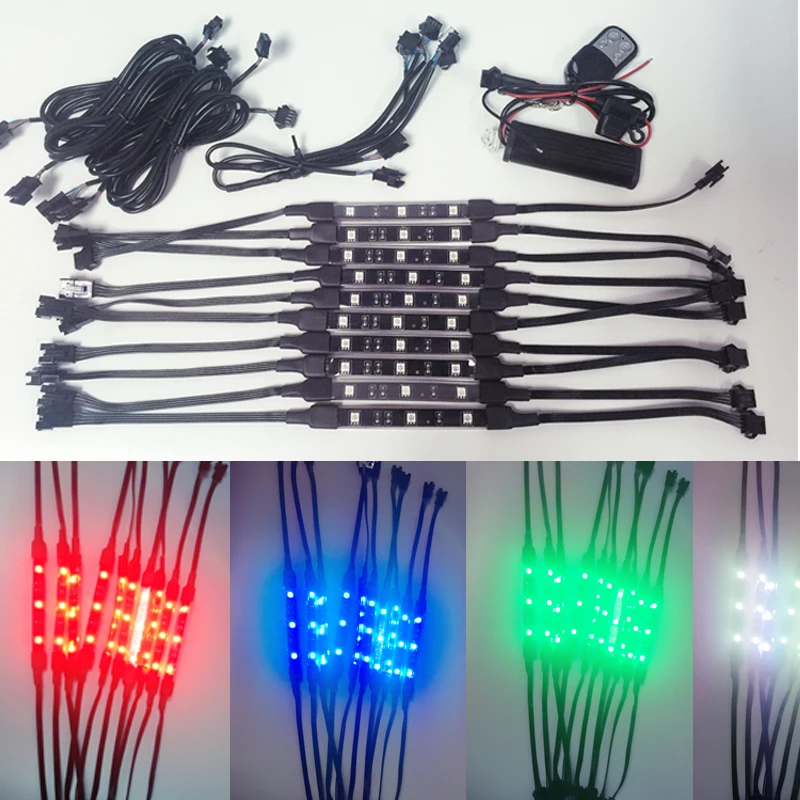 12pc PVC Flexible strip RGB LED Motorcycle Light kit with APP RGB Blue-tooth LED Music Controller