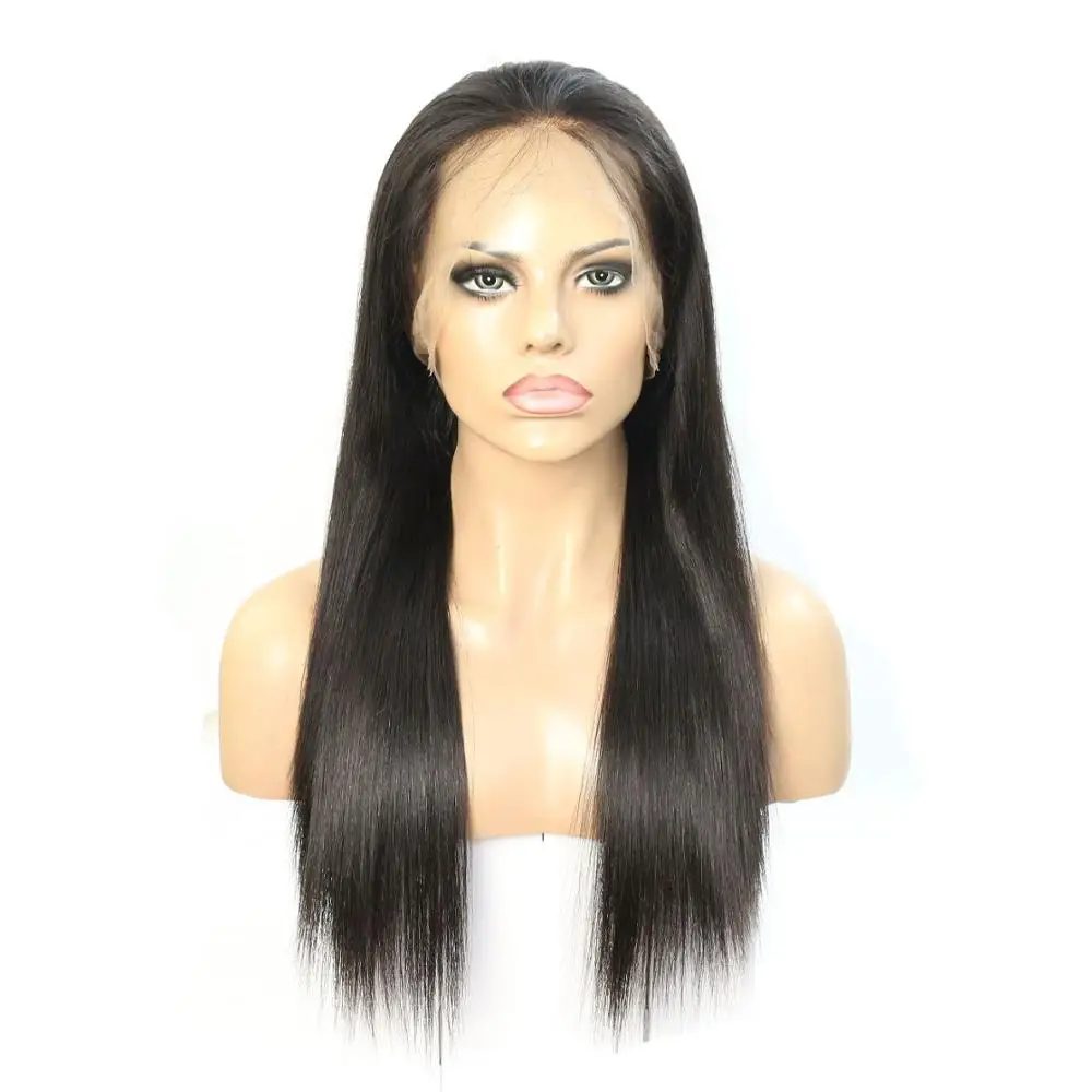 Wholesale natural color 100% Brazilian hair glueless 360 lace wig