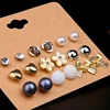 Korean style fashion new design fancy pearl 9 pieces set flower bow shape stud earrings