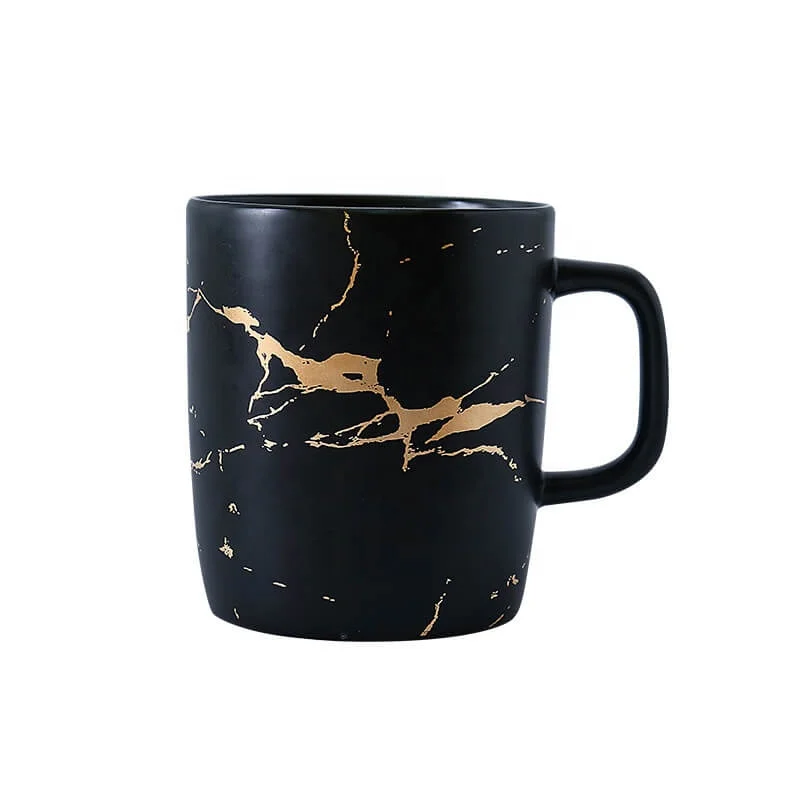 

370ml matte black novelty Marble coffee mugs