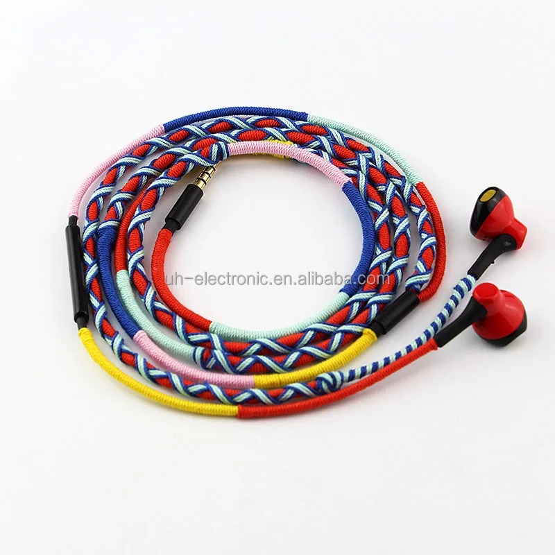 

New design cell phone accessories fabric braided cable bracelet earphone earbud for iPhone with mic, Custom color is acceptable