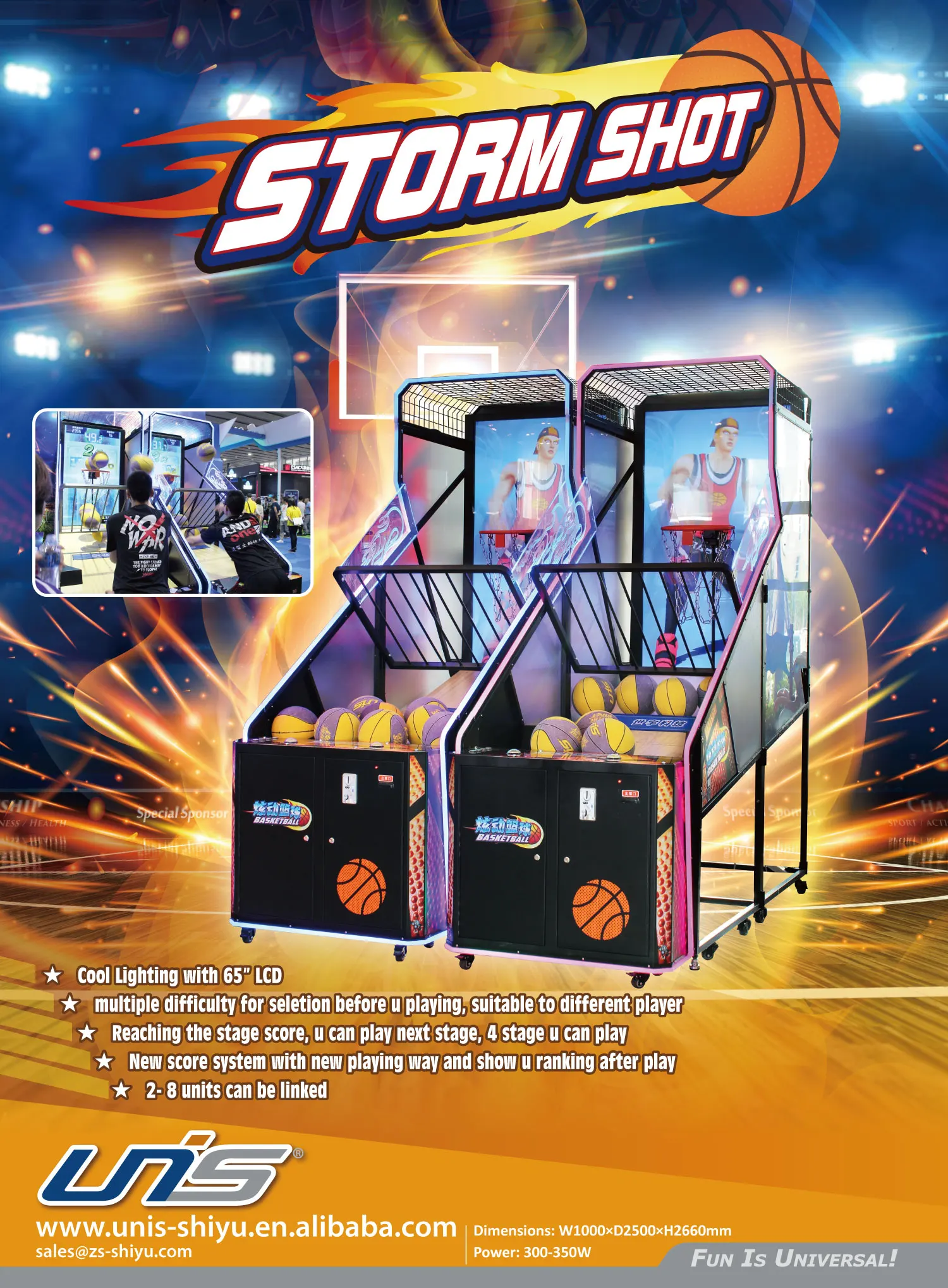 
UNIS Arcade game machine basketball game machine monitor STORM SHOT 