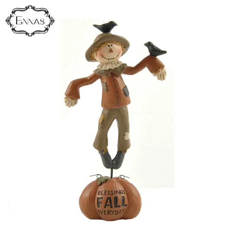 "blessings Fall' scarecrow figurine decorates in autumn festival