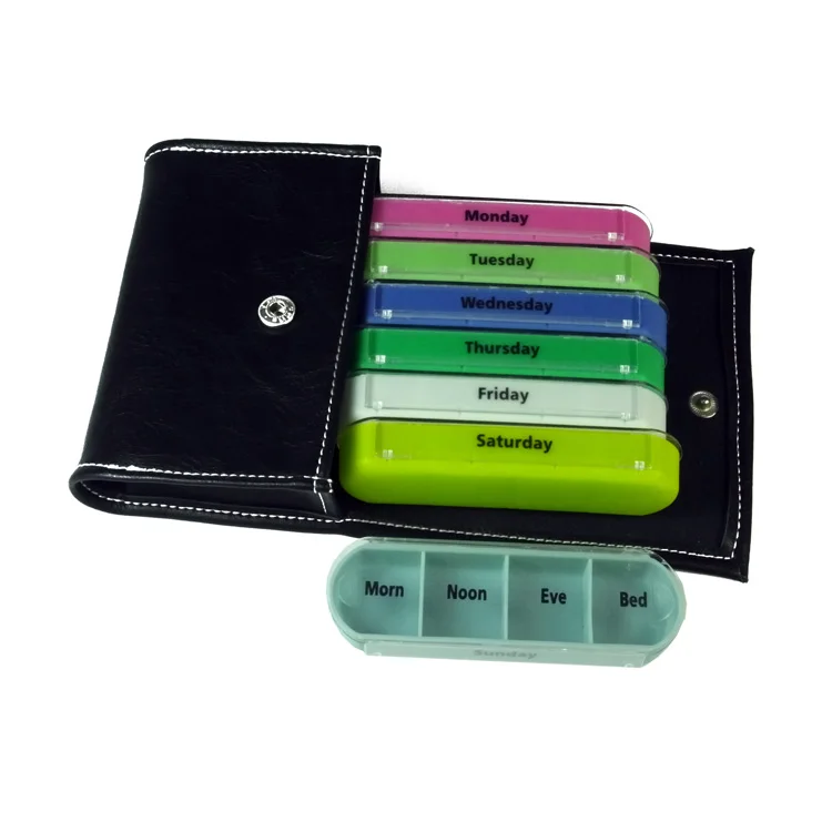 Pill Organizer Wallet,Color Can Be Customized Leather Travel Case Buy Wallet Pill Box,Pill