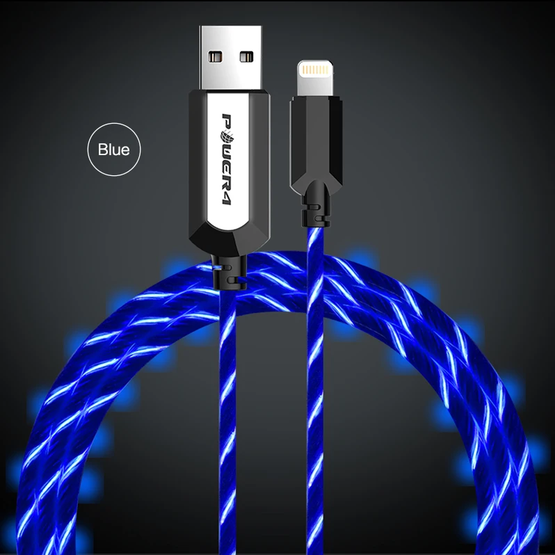 

Best illuminated Modal El Led Flowing Light Up Lightnings USB Cell Phone Charger Charging USB Data Sync Cable Cord For iPhone, Blue/red/purple/green