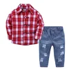 /product-detail/european-clothing-children-wear-2-piece-plaid-shirt-jeans-boys-party-wear-dress-clothes-sets-60762326791.html