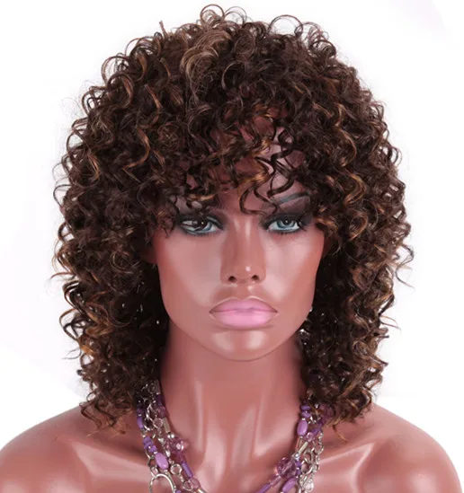 

Fast Delivery Top Grade Synthetic Hair Wigs Water Wave Highlights Synthetic Wig With Bang