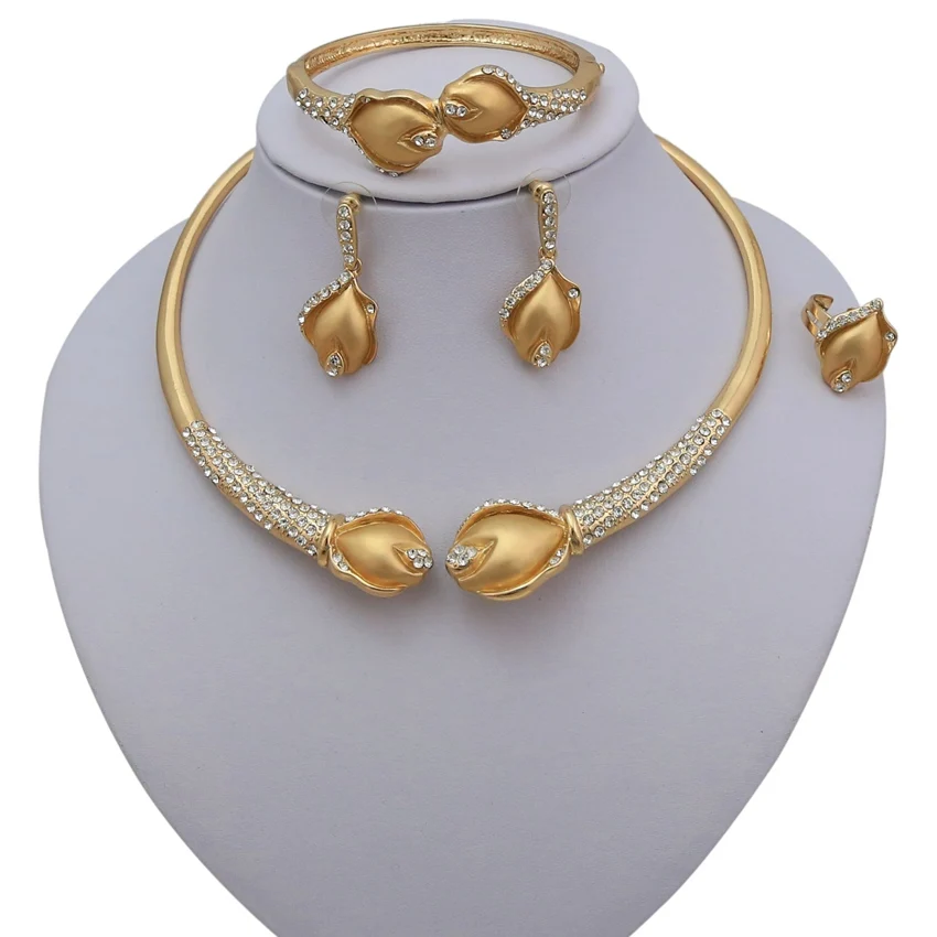 

Yulaili Jewellery Fashion Jewellery Sets 4 Piece Jewelry Sets Golden Metal Jewellery Sets