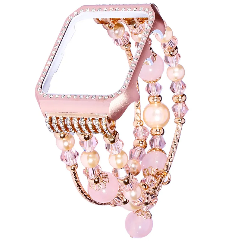 

Wholesales Price Pearl Strap Crystal Beaded Bracelet Elastic Watch Band For Apple iWatch series 6 1 2 3 4 5 SE
