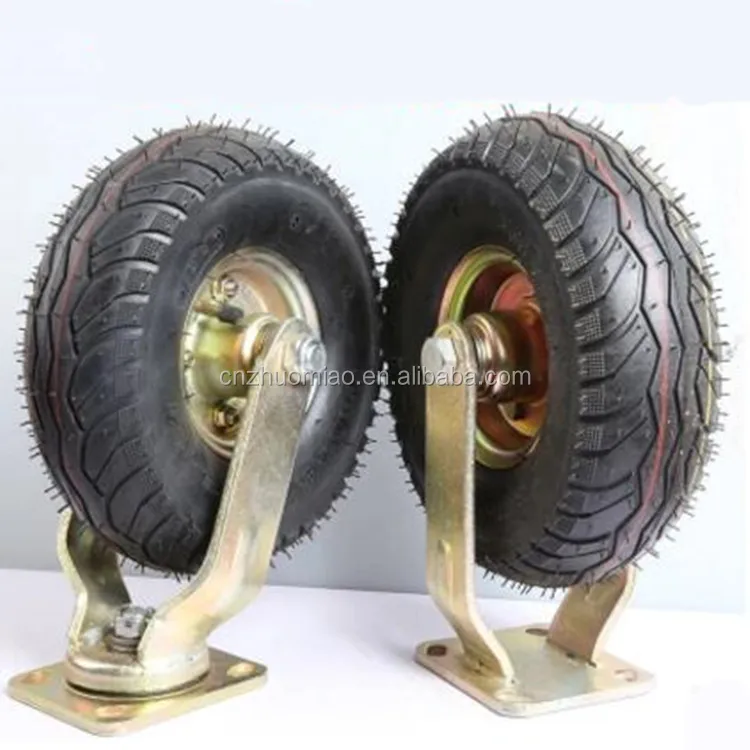 Heavy Duty Rubber Inflatable Caster 6 Inch Pneumatic Caster With Steel