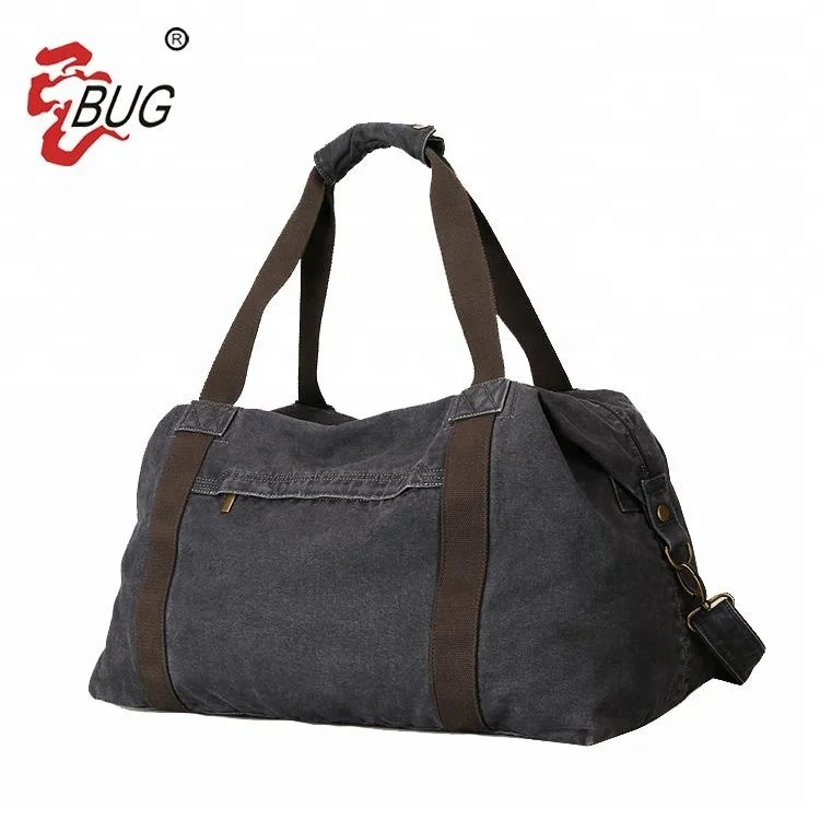 

Mens 12OZ Cotton Canvas Duffel Travel Weekender Bag with garment wash