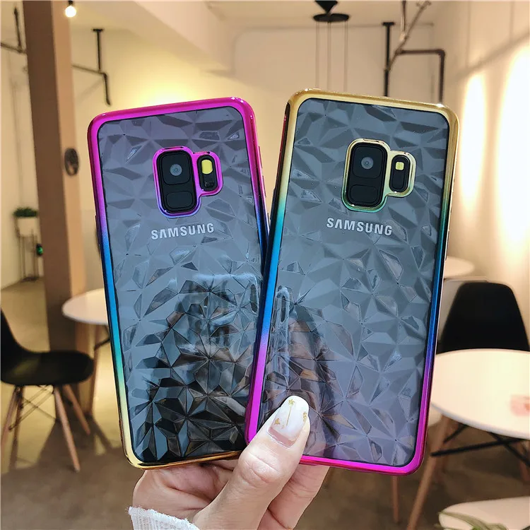 

For Samsung note9 gradient mobile phone case diamond shaped plating TPU drop protection cover, N/a