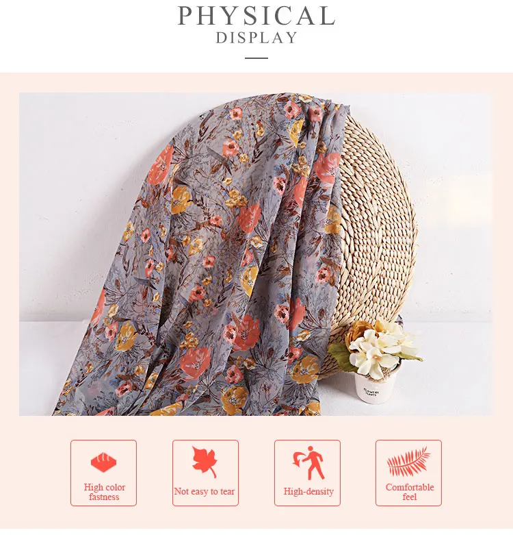 Cheapest Price Polka Dot Flower Design Printed Chiffon Fabric Stocklot ...