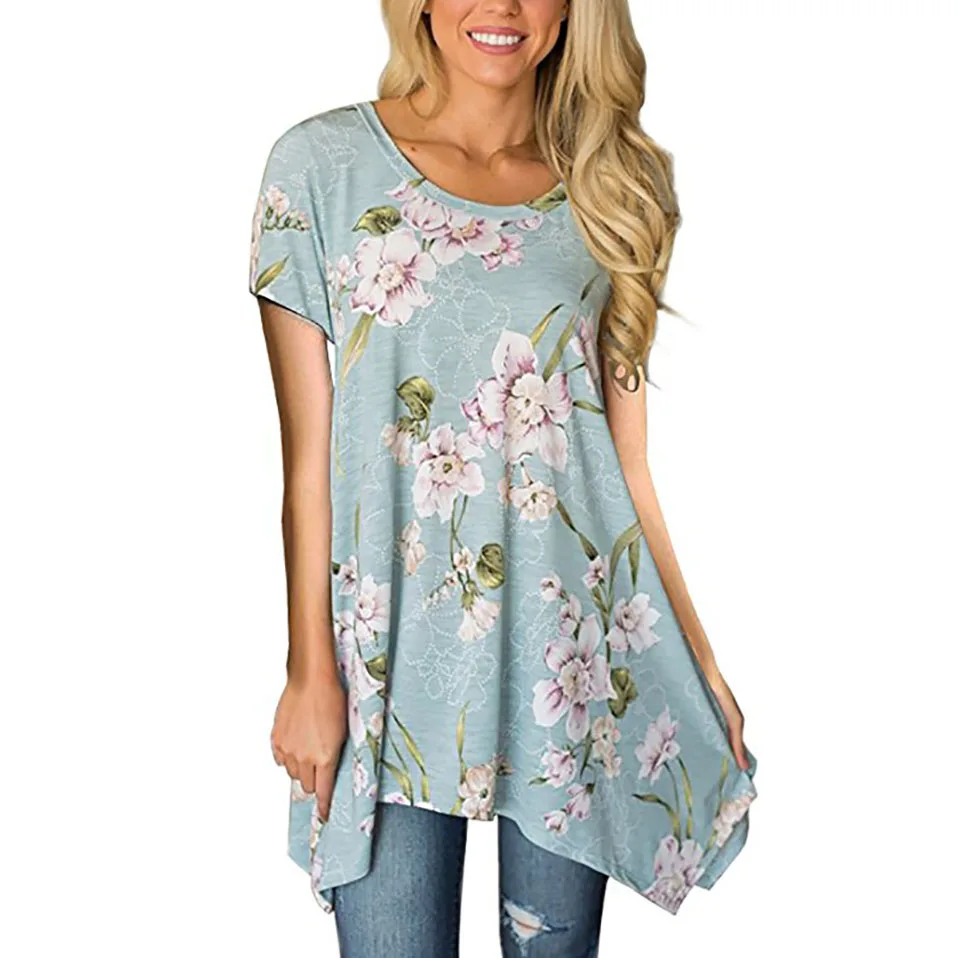 

Latest Women Tops With Pink Floral Notch Neck Pin Tuck Tunic Women Blouse Women Clothing GD90426-11