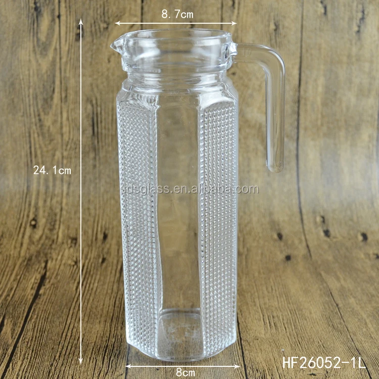 Wholesale Glassware Custom Glass Juice Jug 1 Liter With Plastic Lid