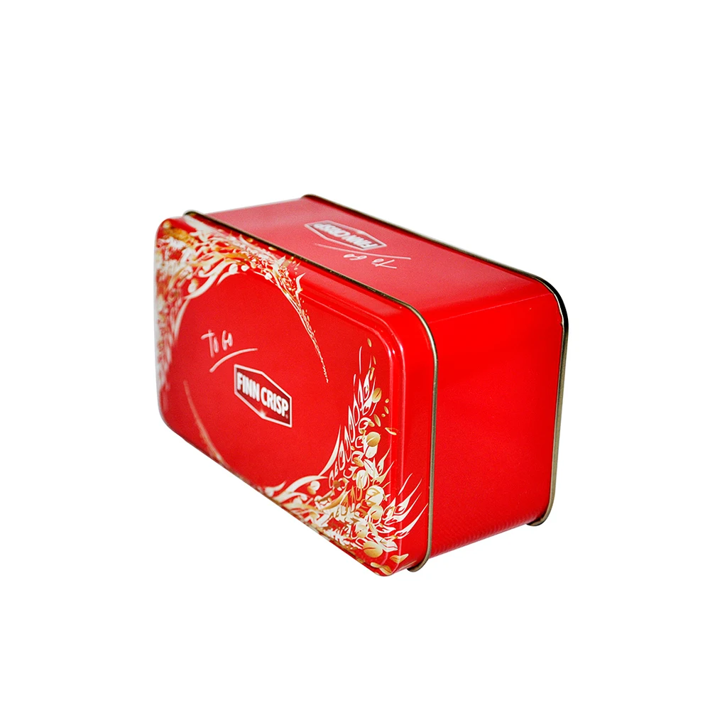 Graceful rectangle empty cookie tin box tin food packaging